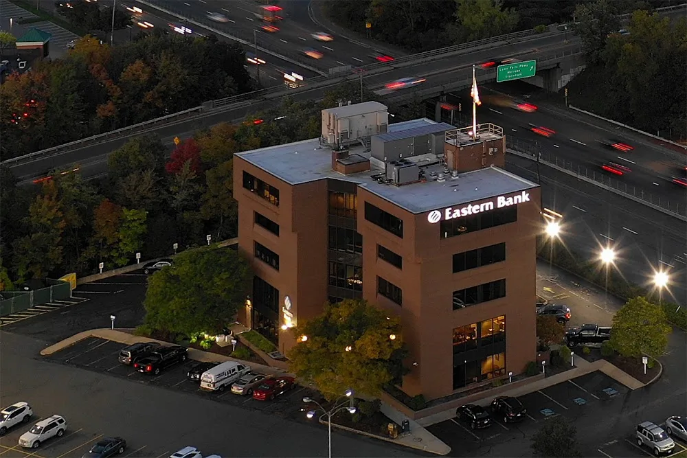 Aerial view of the Shine Wellness & Recovery building in Saugus, MA near Route 1